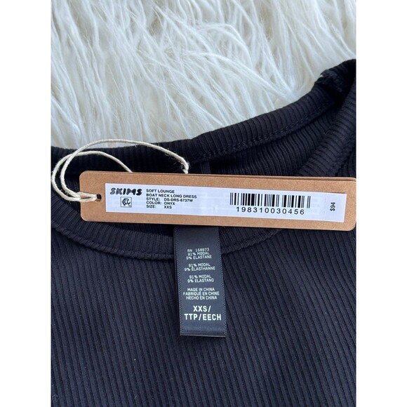 Skims Soft Lounge Long Sleeve Slit Dress Onyx Size XXS - Picture 11 of 11